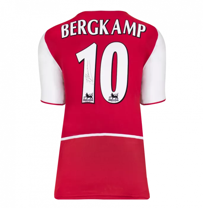 Dennis Bergkamp Official UEFA Champions League Back Signed And Hero Framed Arsenal 2002-04 Home Shirt