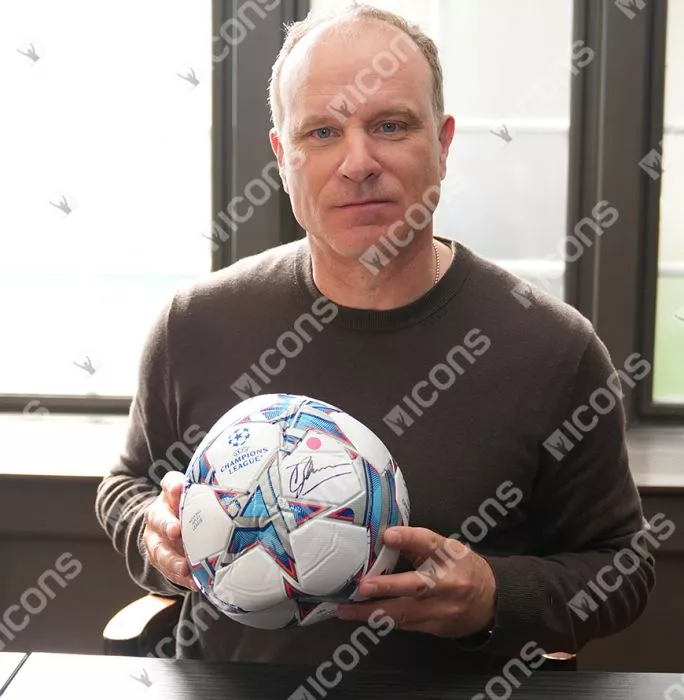 Dennis Bergkamp Official UEFA Champions League Signed Football In Acrylic Case