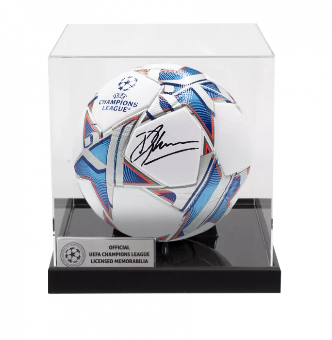 Dennis Bergkamp Official UEFA Champions League Signed Football In Acrylic Case