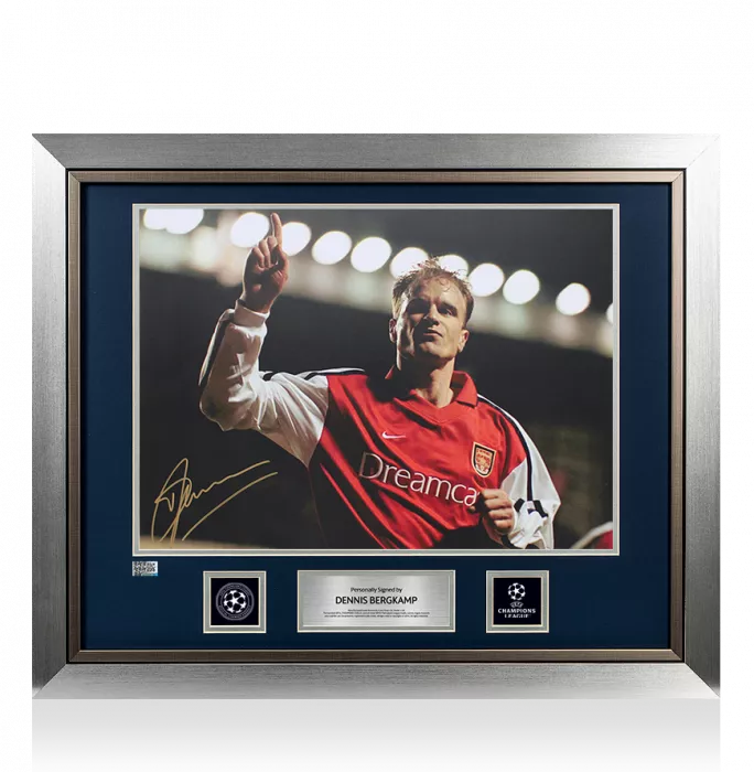Dennis Bergkamp Official UEFA Champions League Signed and Framed Arsenal Photo: UEFA Champions League Goal