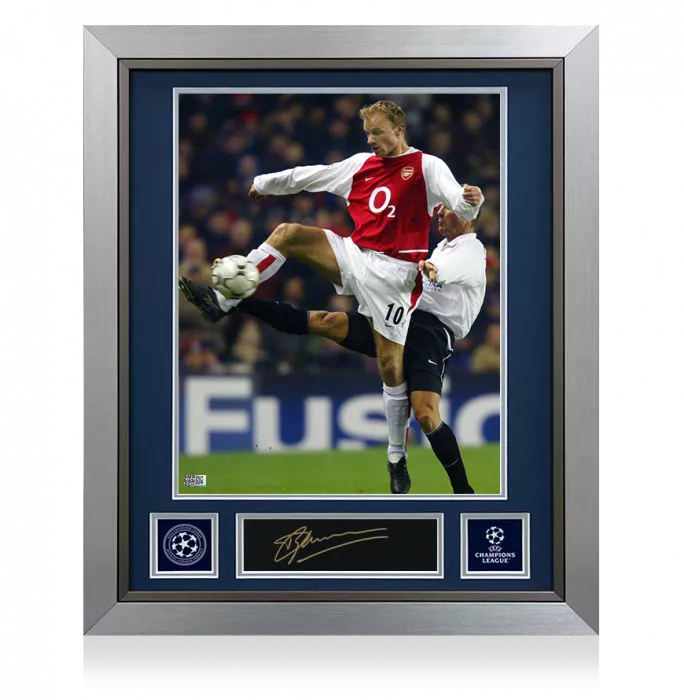 Dennis Bergkamp Official UEFA Champions League Signed Plaque and Photo Frame