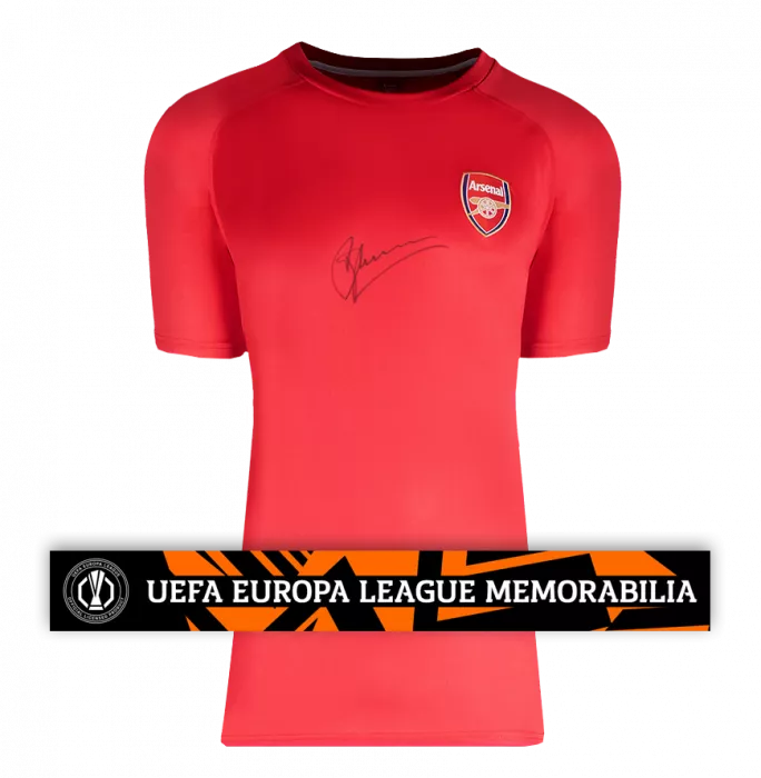 Dennis Bergkamp Official UEFA Europa League Front Signed Arsenal T-Shirt