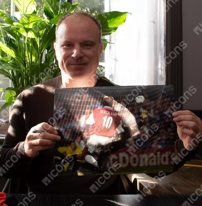 Dennis Bergkamp Signed Arsenal & Netherlands Photos In Dual Photo Frame