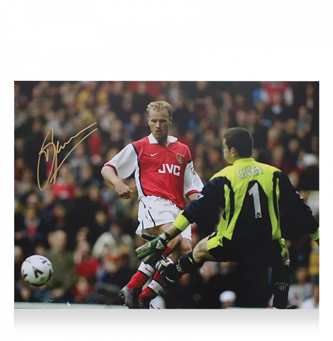 Dennis Bergkamp Signed Arsenal Photo In Black Wooden Frame: Goal Vs Newcastle United
