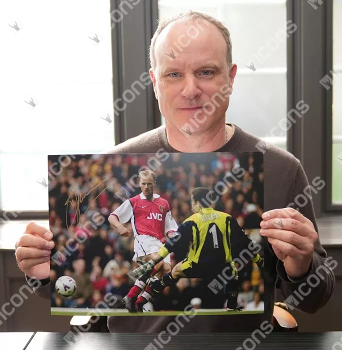 Dennis Bergkamp Signed Arsenal Photo In Black Wooden Frame: Goal Vs Newcastle United