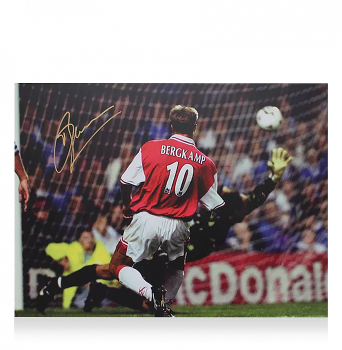 Dennis Bergkamp Signed Arsenal Photo In Premium Photo Frame: Goal Vs Leicester City