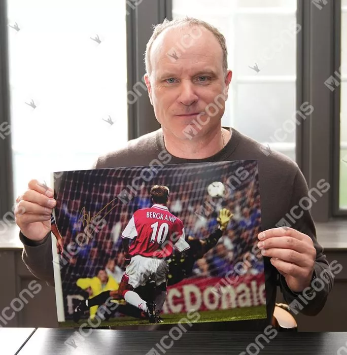 Dennis Bergkamp Signed Arsenal Photo In Premium Photo Frame: Goal Vs Leicester City