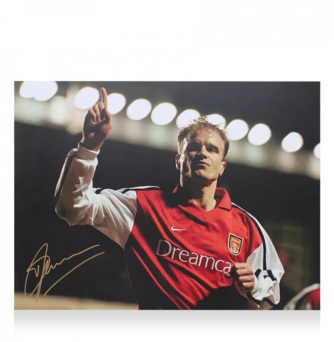 Dennis Bergkamp Signed Arsenal Photo In Premium Photo Frame: UEFA Champions League Goal