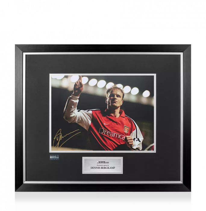 Dennis Bergkamp Signed Arsenal Photo In Premium Photo Frame: UEFA Champions League Goal