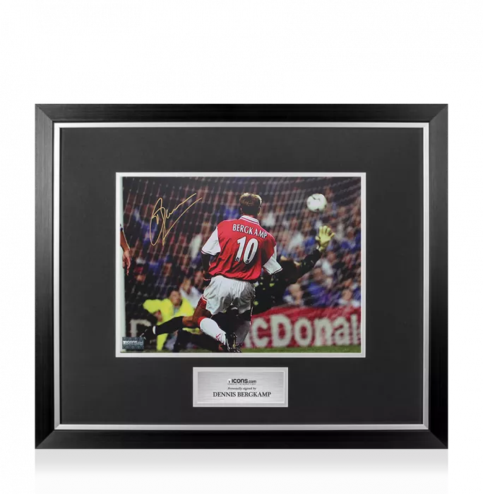 Dennis Bergkamp Signed Arsenal Photo In Premium Photo Frame: Goal vs Leicester City