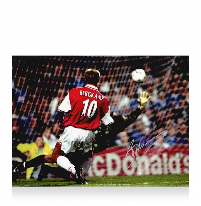 Dennis Bergkamp Signed Arsenal Photo: Legendary Goal vs Leicester City
