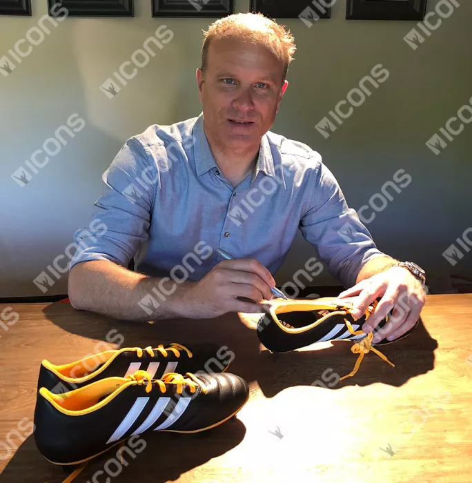 Dennis Bergkamp Signed Black And Yellow Adidas Gloro Boot