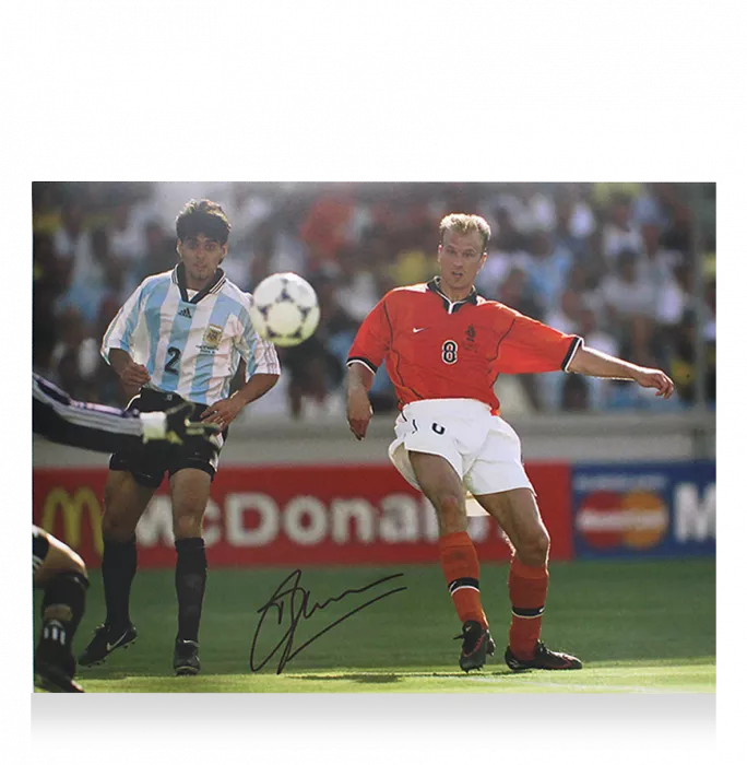 Dennis Bergkamp Signed Netherlands Photo In Black Wooden Frame: FIFA World Cup Goal Vs Argentina