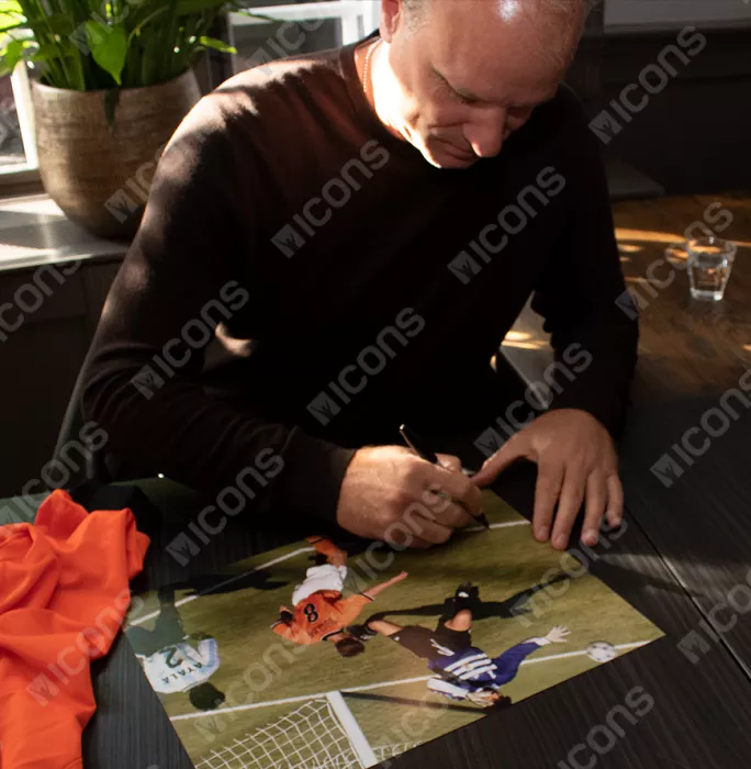 Dennis Bergkamp Signed Netherlands Photo In Black Wooden Frame: Iconic Goal Vs Argentina