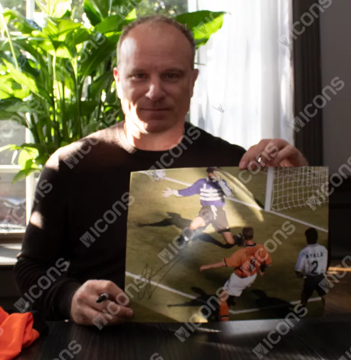 Dennis Bergkamp Signed Netherlands Photo In Black Wooden Frame: Iconic Goal Vs Argentina