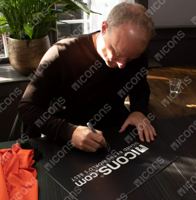 Dennis Bergkamp Signed Netherlands Photo In Black Wooden Frame: Iconic Goal Vs Argentina