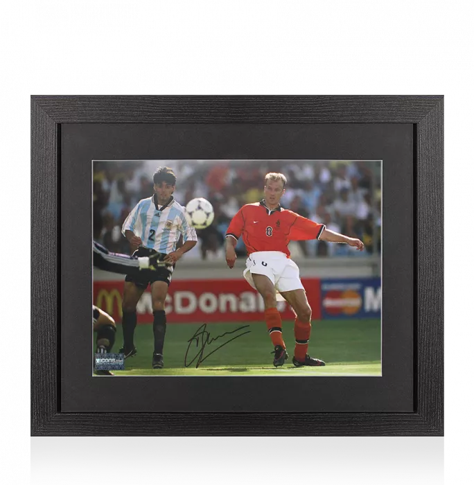 Dennis Bergkamp Signed Netherlands Photo In Black Wooden Frame: FIFA World Cup Goal vs Argentina