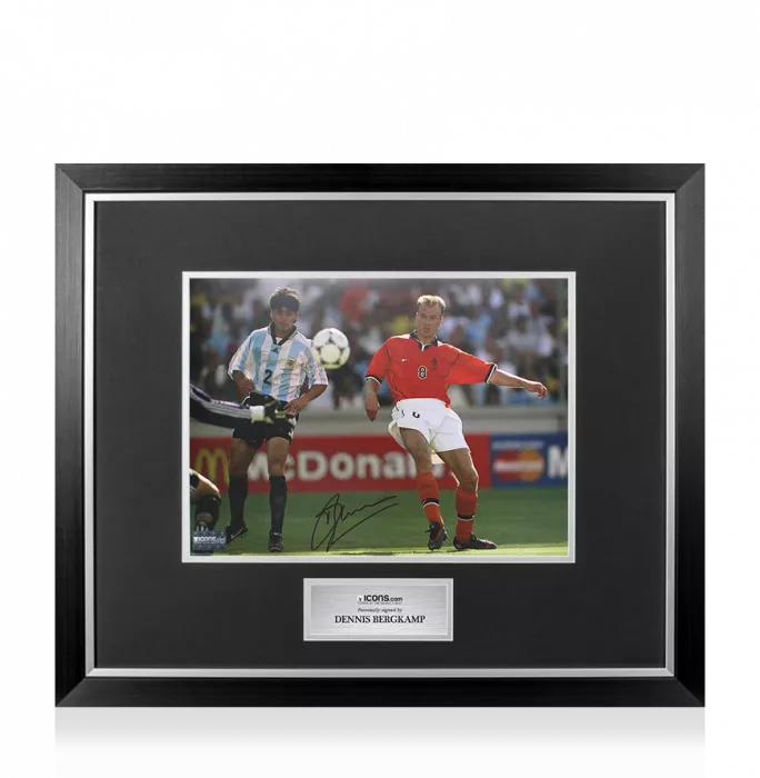 Dennis Bergkamp Signed Netherlands Photo In Premium Photo Frame: FIFA World Cup Goal vs Argentina
