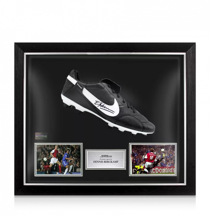 Dennis Bergkamp Signed Nike Premier Football Boot In Bubble Frame: Option 1
