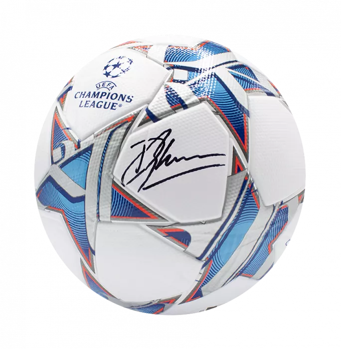 Dennis Bergkamp Signed UEFA Champions League Football In Acrylic Case
