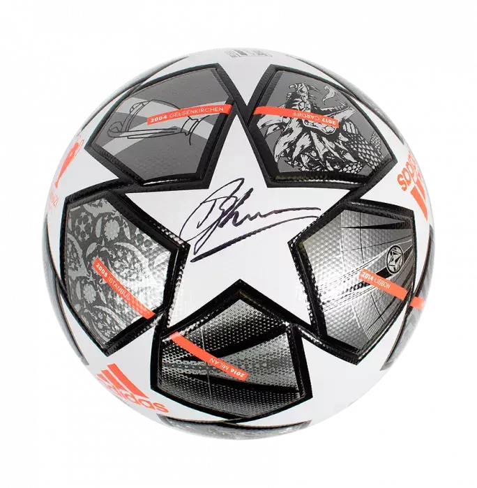 Dennis Bergkamp Signed UEFA Champions League Football In Acrylic Case