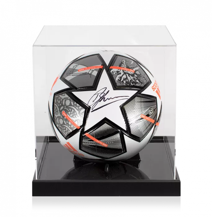 Dennis Bergkamp Signed UEFA Champions League Football In Acrylic Case