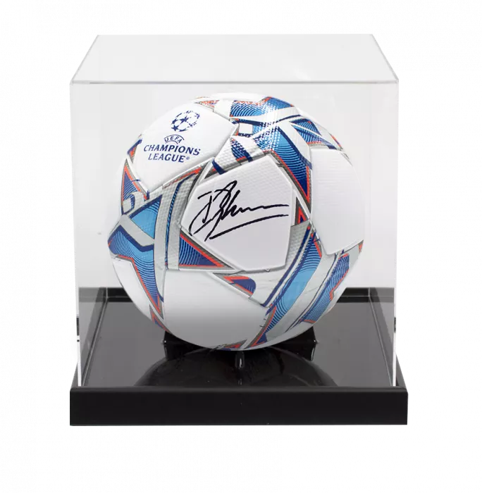 Dennis Bergkamp Signed UEFA Champions League Football In Acrylic Case