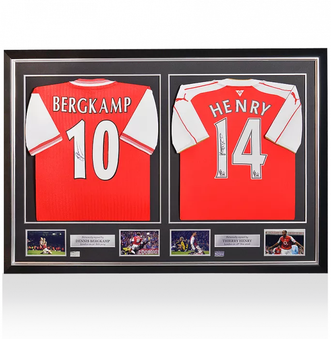 Dennis Bergkamp & Thierry Henry Back Signed Arsenal Shirts In Master Frame