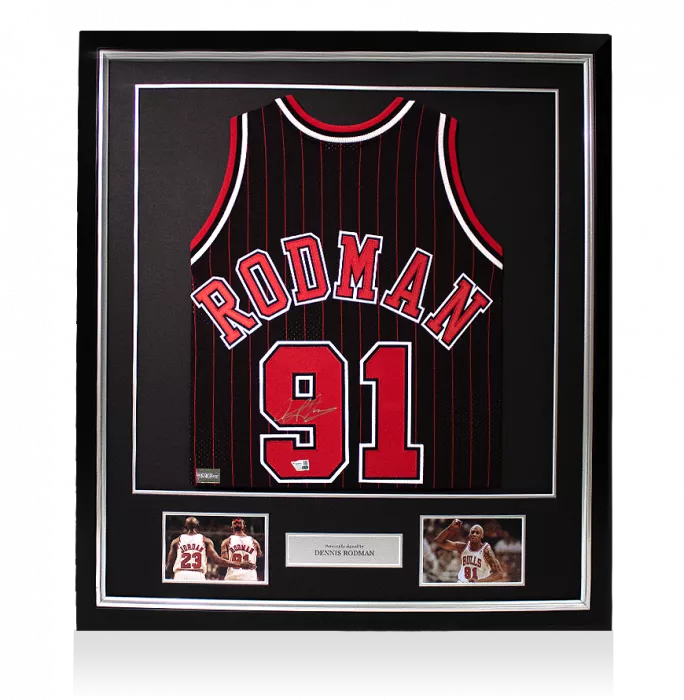 Dennis Rodman Signed And Framed Chicago Bulls Jersey