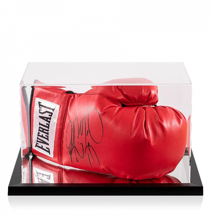 Deontay Wilder Signed Red Everlast Boxing Glove In Acrylic Case