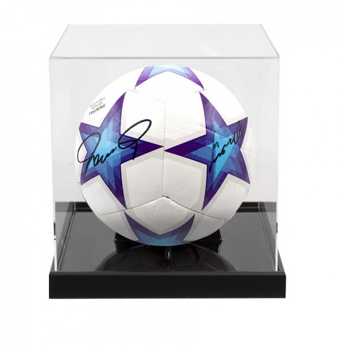 Didier Drogba and Fernando Torres Dual Signed UEFA Champions League Football In Acrylic Case