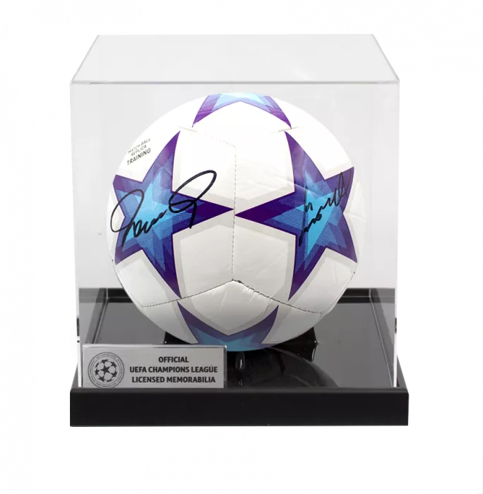 Didier Drogba And Fernando Torres Official UEFA Champions League Dual Signed Football In Acrylic Case