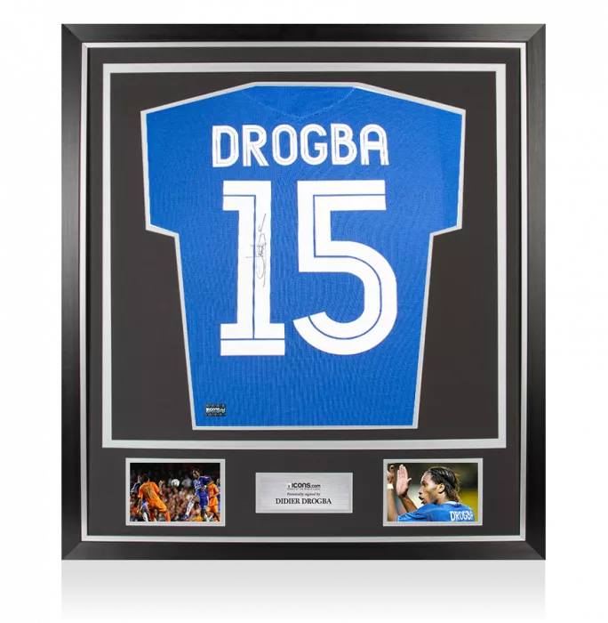 Didier Drogba Back Signed Chelsea 2005-06 Centenary Home Shirt In Classic Frame