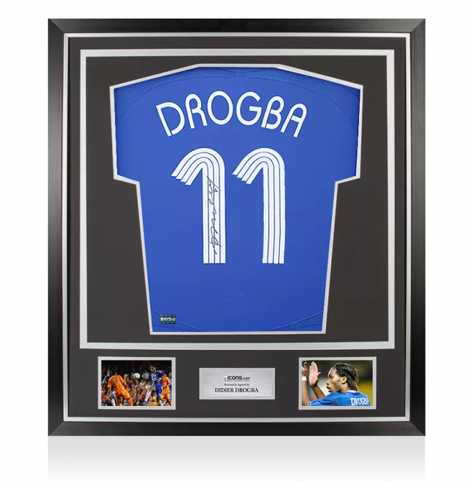 Didier Drogba Back Signed Chelsea 2006-08 Home Shirt In Classic Frame