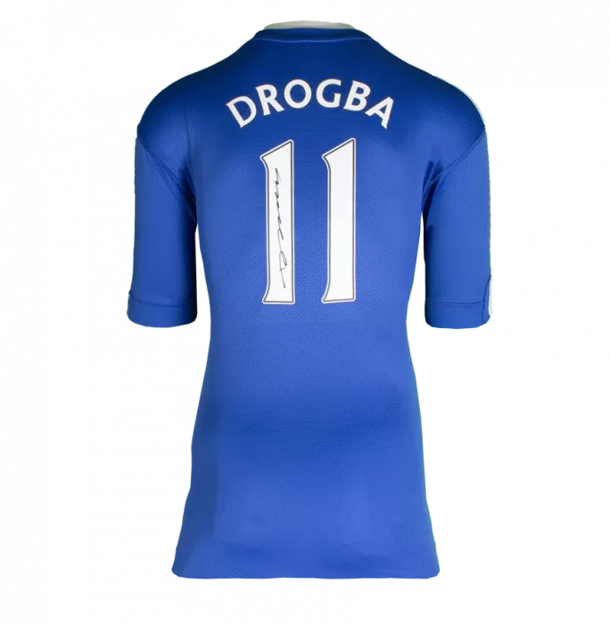 Didier Drogba Back Signed Chelsea 2009-10 Home Shirt With Fan Style Number In Classic Frame