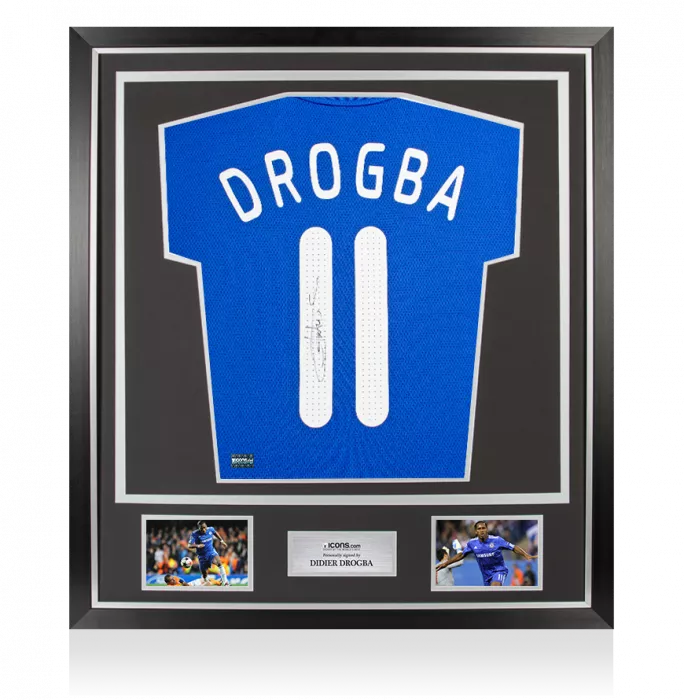 Didier Drogba Back Signed Chelsea 2009-10 Home Shirt In Classic Frame