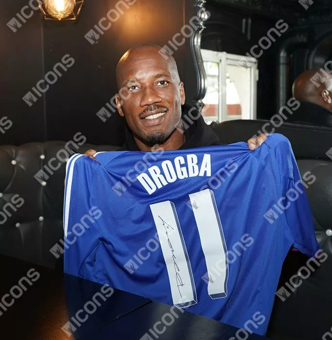 Didier Drogba Back Signed Chelsea 2010-11 Home Shirt With Fan Style Numbers In Classic Frame