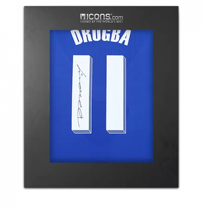 Didier Drogba Back Signed Chelsea 2010-11 Home Shirt with Fan Style Numbers In Deluxe Packaging
