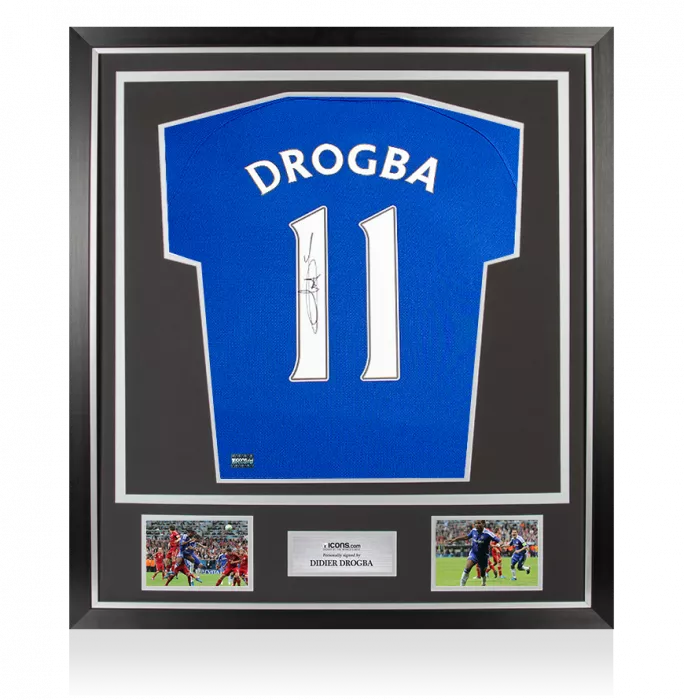 Didier Drogba Back Signed Chelsea 2022-23 Home Shirt In Classic Frame