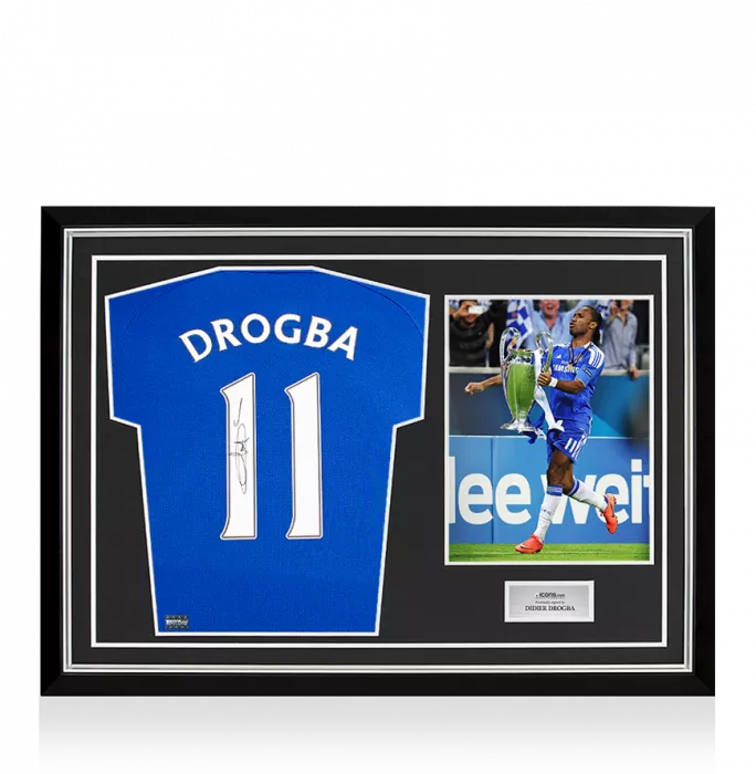 Didier Drogba Back Signed Chelsea 2022-23 Home Shirt In Hero Frame: Option 1