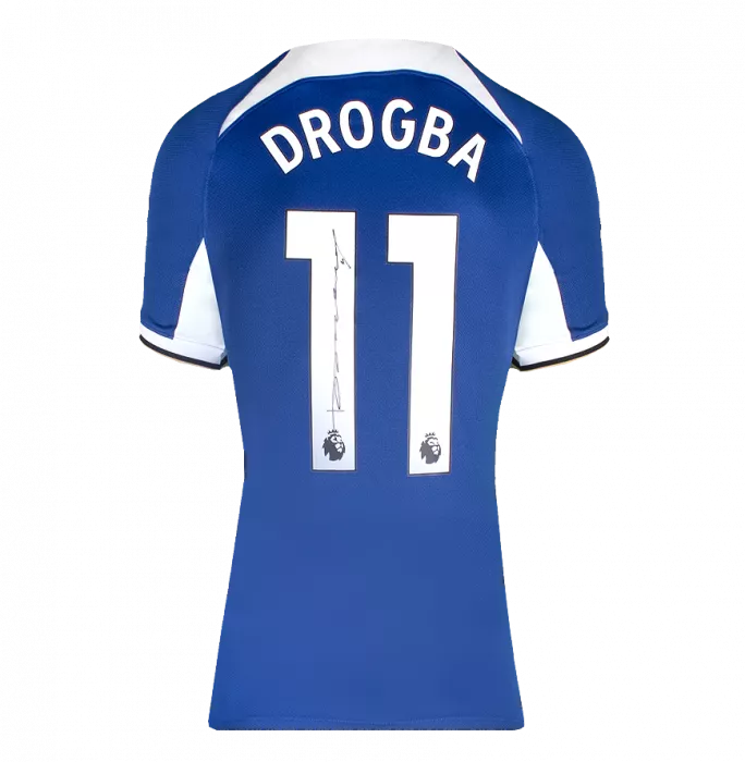 Didier Drogba Back Signed Chelsea 2023-24 Home Shirt In Hero Frame: Option 1