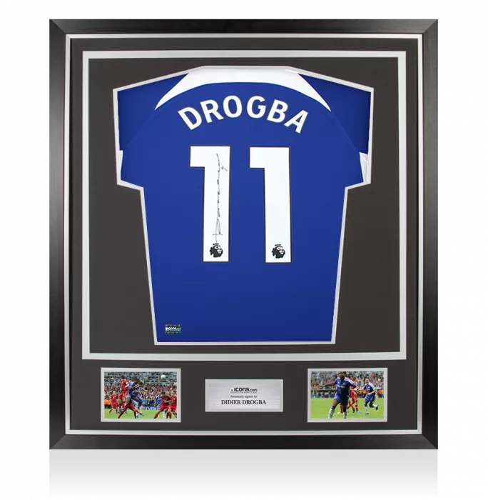 Didier Drogba Back Signed Chelsea 2023-24 Home Shirt In Classic Frame