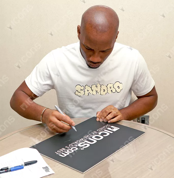 Didier Drogba Back Signed Chelsea Retro Home Shirt In Classic Frame