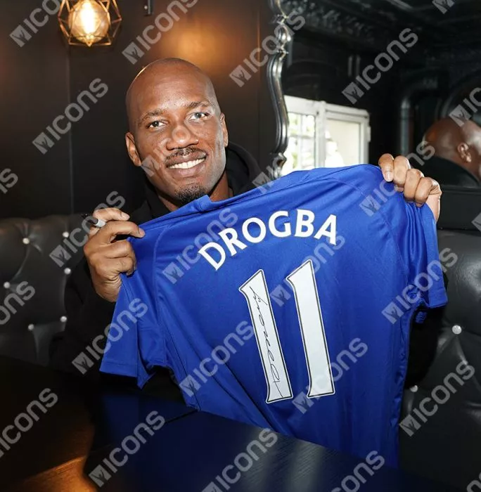 Didier Drogba Back Signed Chelsea T-Shirt With Fan Style Numbers In Classic Frame