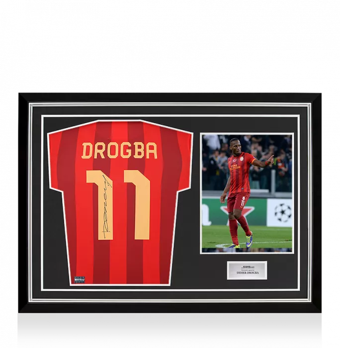 Didier Drogba Back Signed Galatasaray 2013-14 Third Shirt In Hero Frame: Option 1