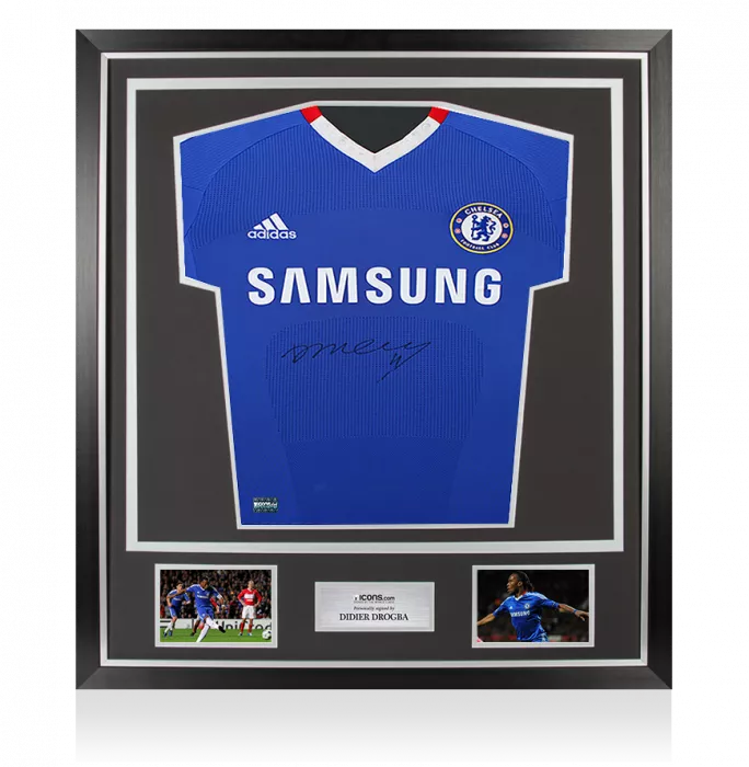 Didier Drogba Front Signed Chelsea 2010-11 Home Shirt In Classic Frame