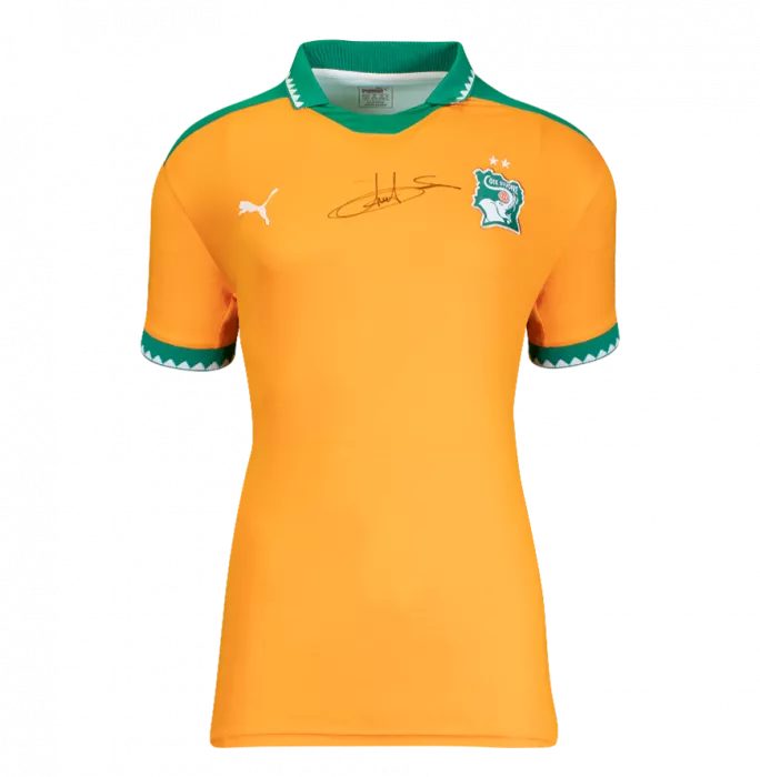 Didier Drogba Front Signed Ivory Coast 2016-17 Home Shirt In Classic Frame