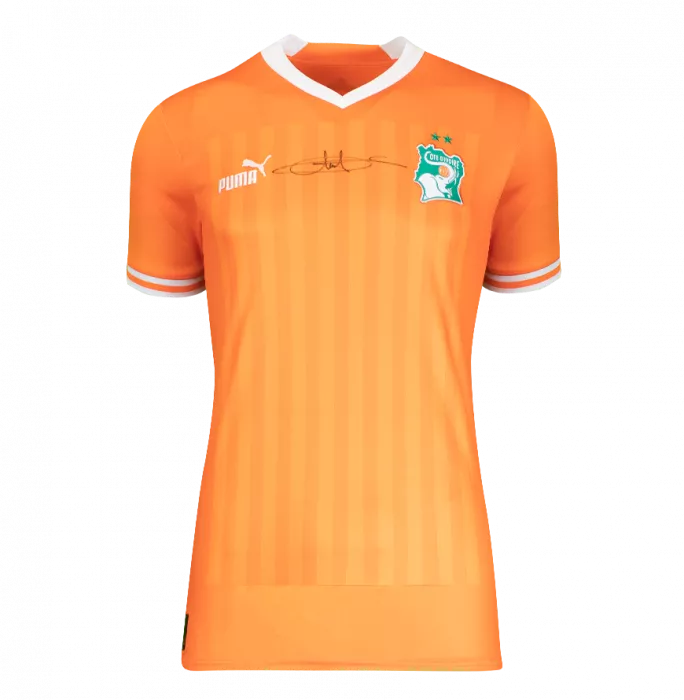 Didier Drogba Front Signed Ivory Coast 2022-23 Home Shirt In Hero Frame: Option 1