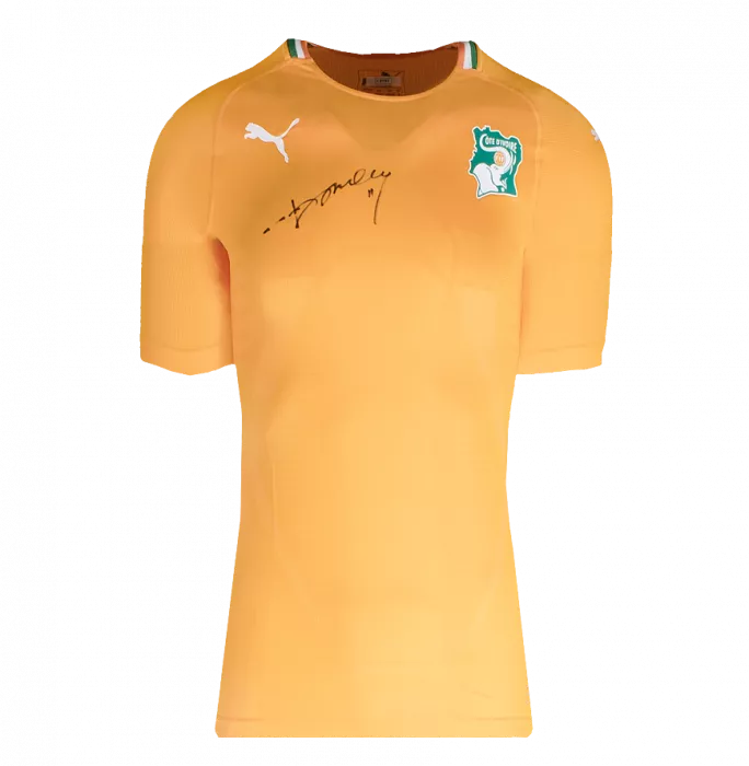 Didier Drogba Front Signed Ivory Coast 2022 Home Shirt In Classic Frame