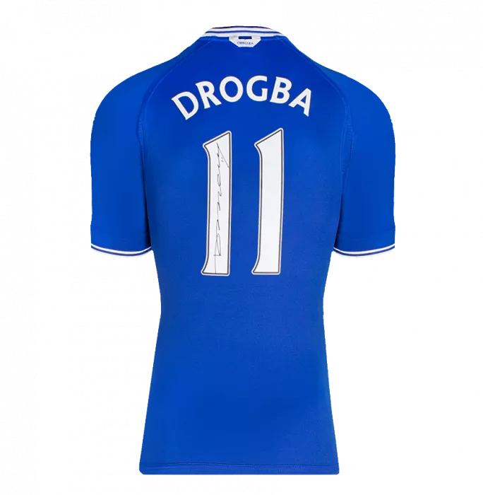 Didier Drogba Official Chelsea FC Signed And Framed Chelsea 2000-01 Home Shirt With Fan Style Numbers